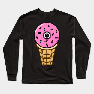 Ice Cream Donut Eyeball - Strawberry Long Sleeve T-Shirt